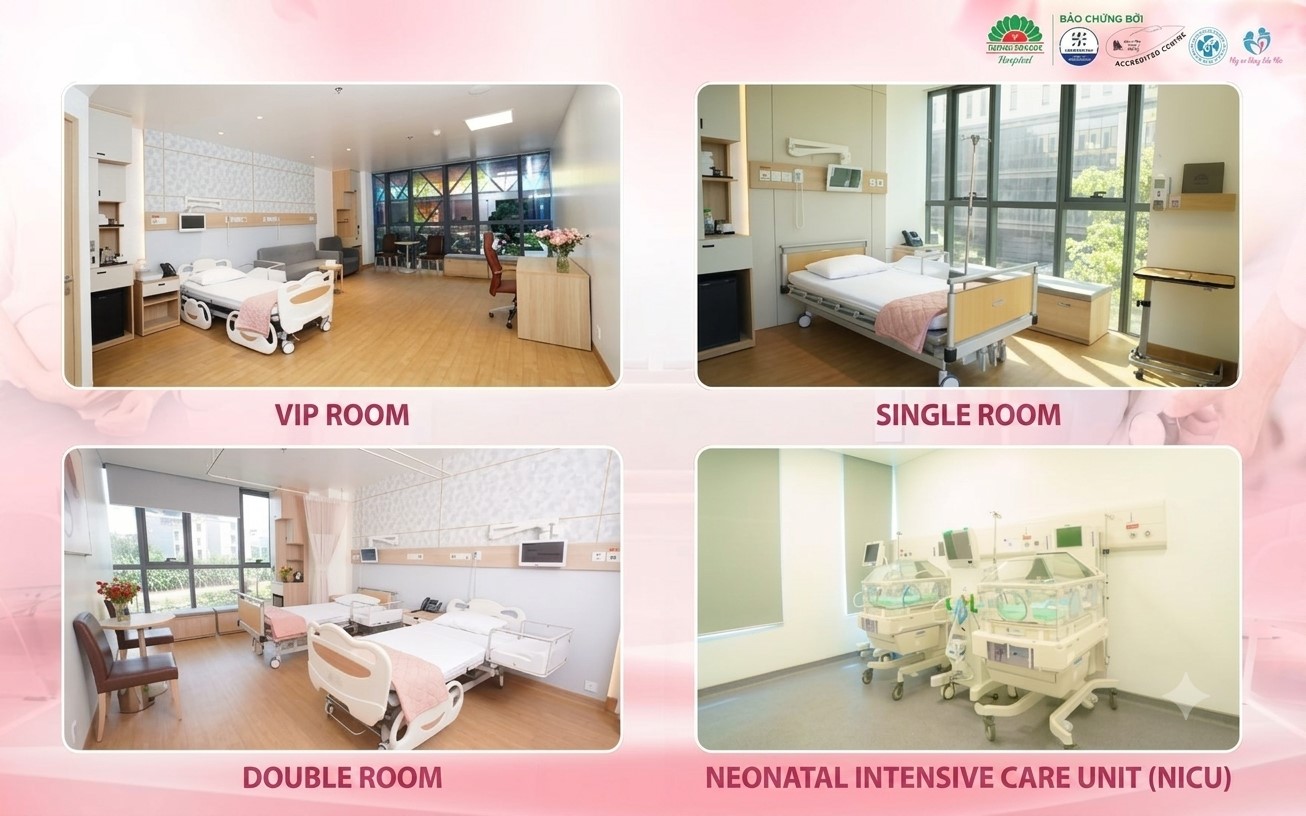 Modern, comfortable inpatient rooms at Hong Ngoc General Hospital. 