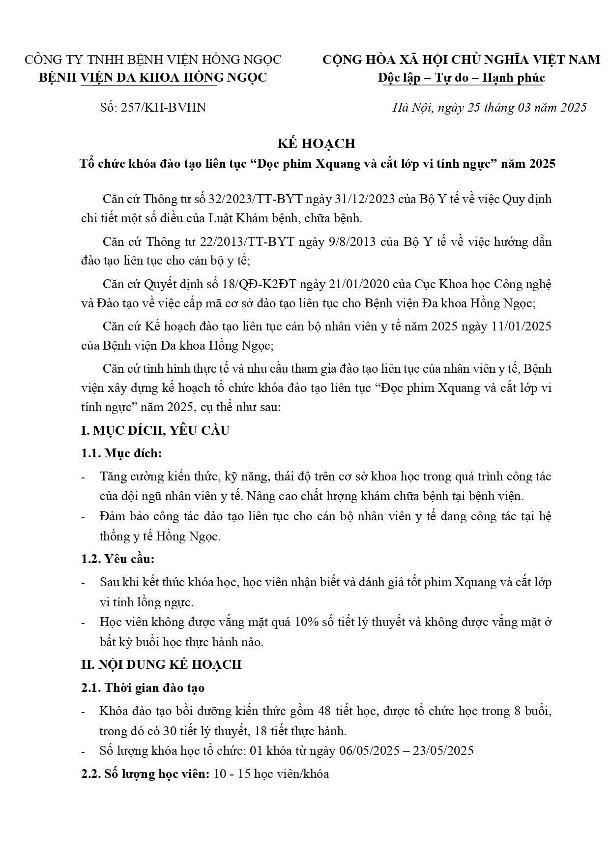 KH Tổ Chức ĐT Đọc Phim Xquang Và CLVT Ngực Page 0001