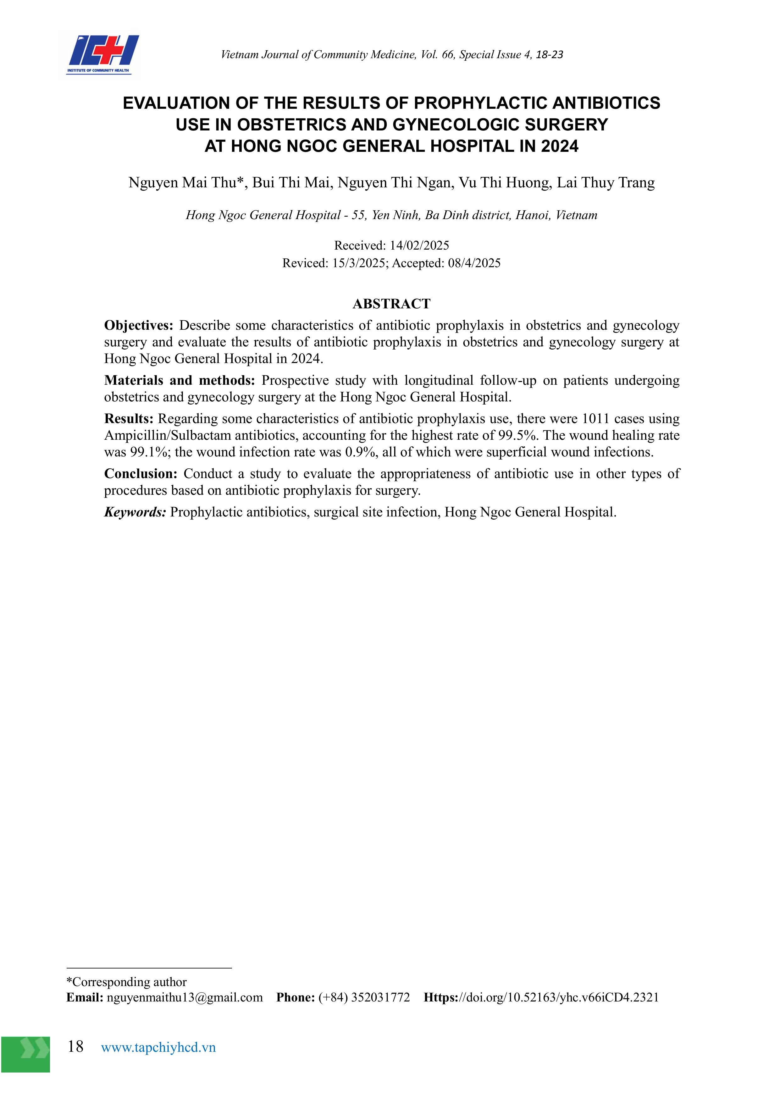 Khoa Sản  BS Mai Thư  Bài đăng Tạp Chí YHCĐ Hình ảnh 0