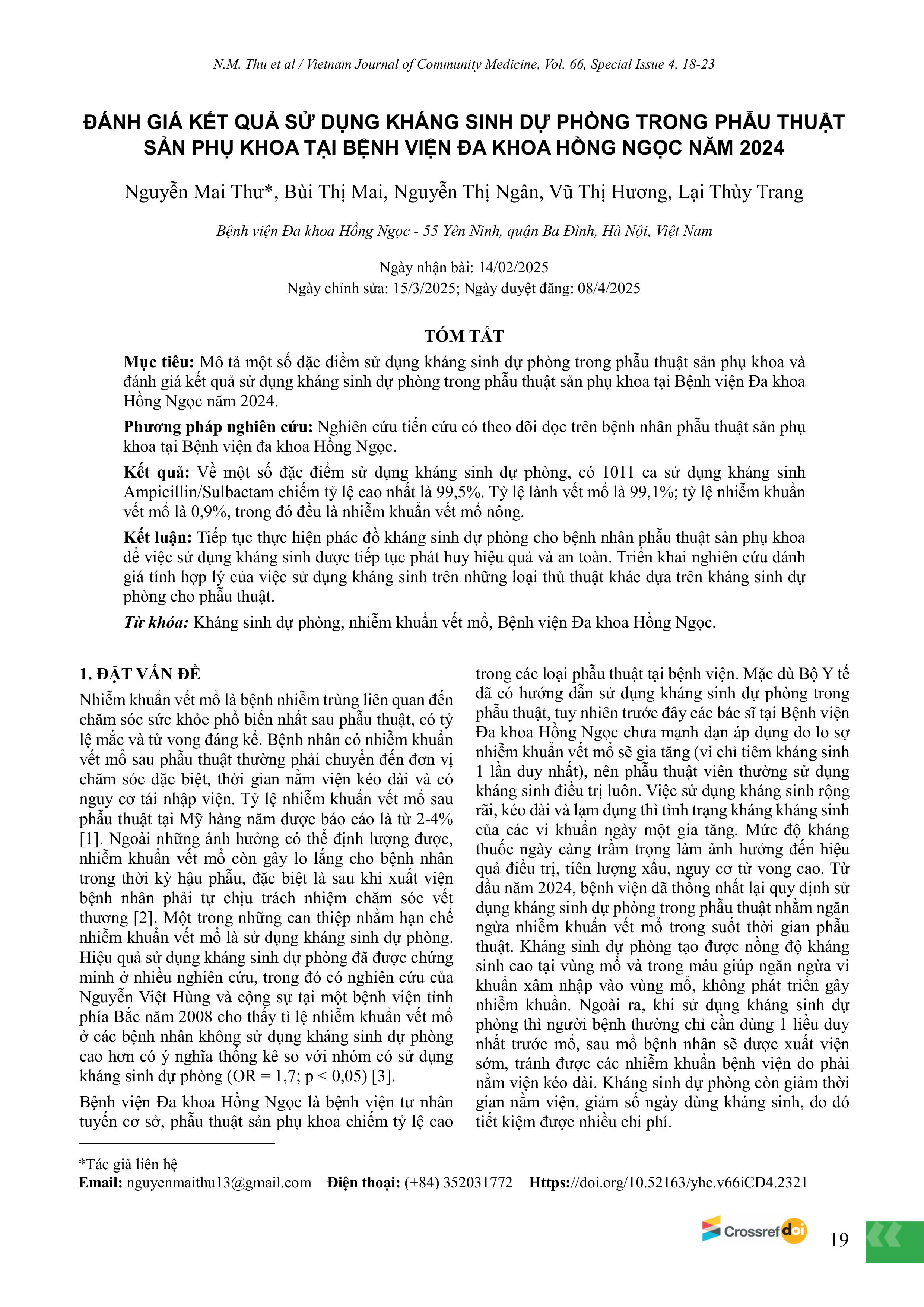Khoa Sản  BS Mai Thư  Bài đăng Tạp Chí YHCĐ Hình ảnh 1