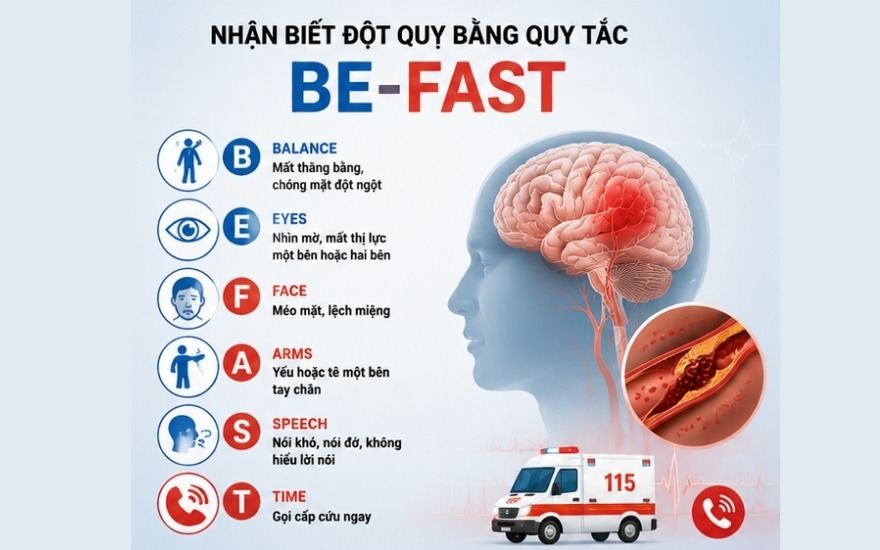 Nguyên tắc BE-FAST nhận biết đột quỵ
