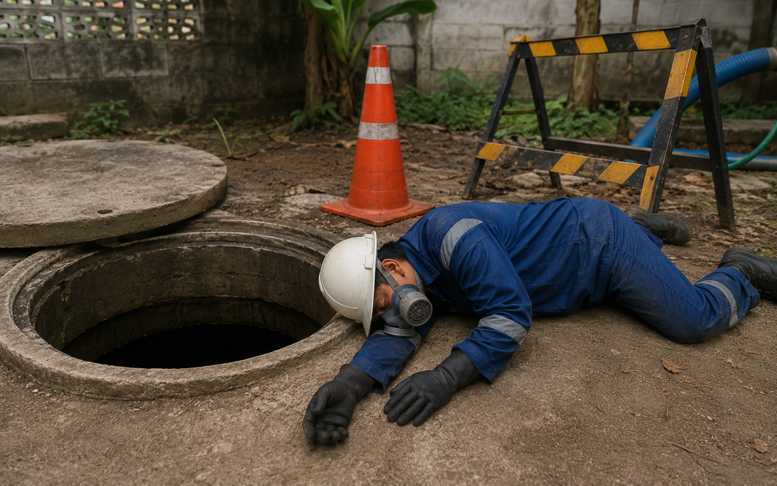 Mất ý thức khi vừa xuống bể là dấu hiệu đặc trưng của ngạt khí bể phốt