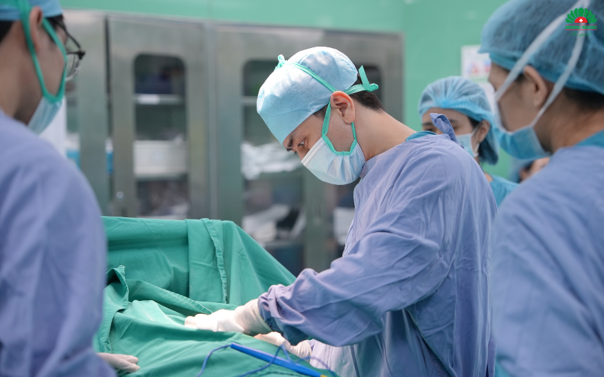 Surgical intervention is indicated in cases of large breast tumors associated with complications or suspected malignant potential.