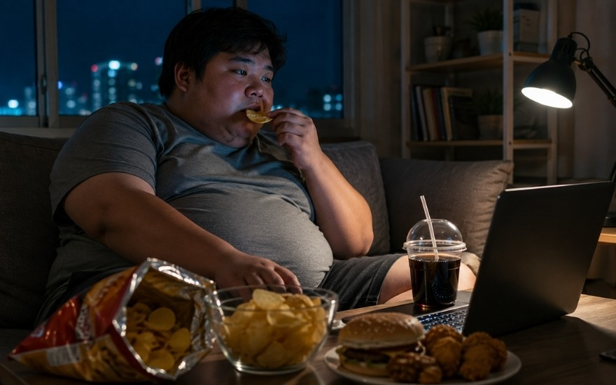 Thức khuya ăn đồ ăn nhanh dễ tích tụ mỡ nội tạng
