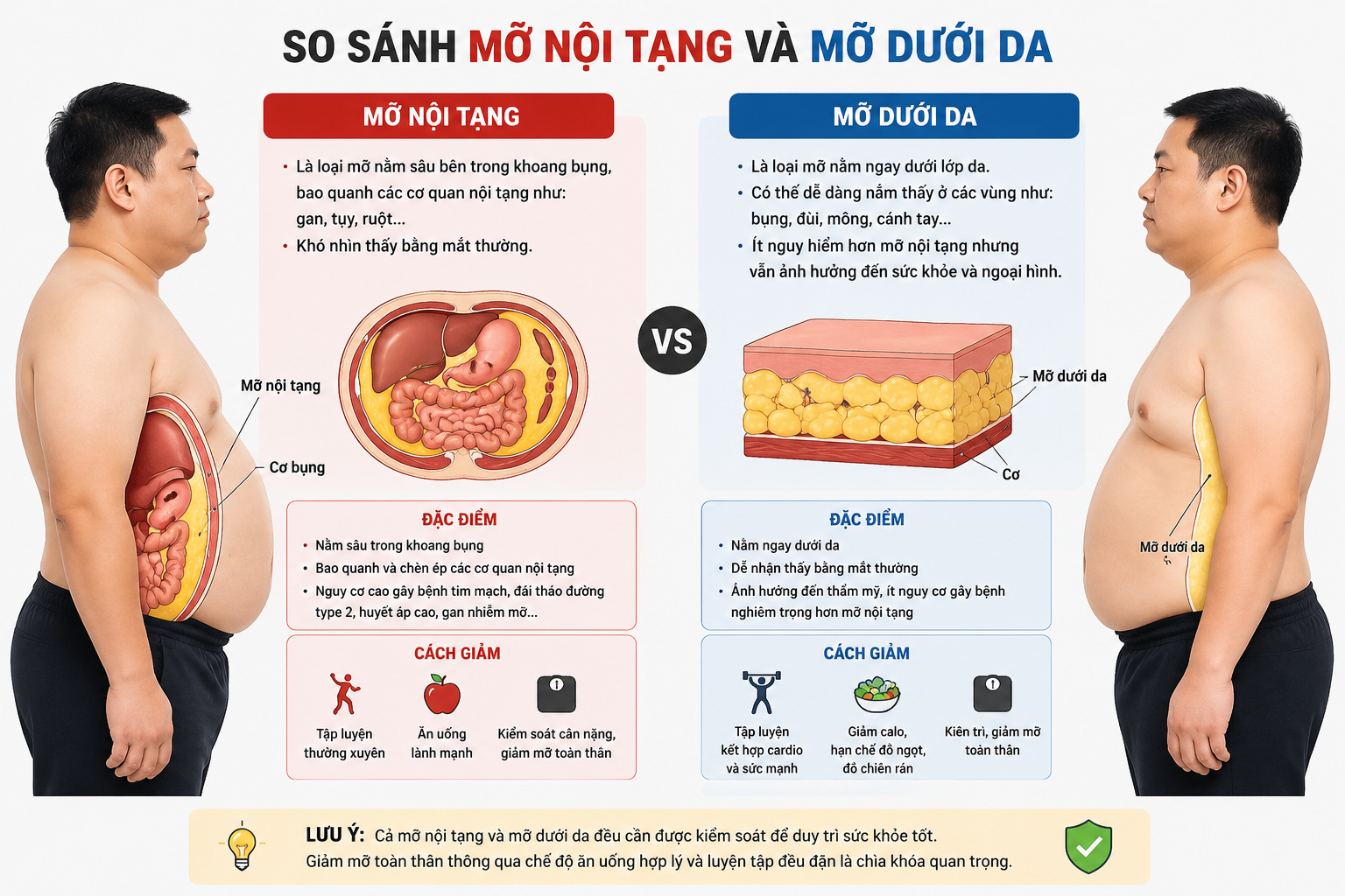 So sánh mỡ nội tạng và mỡ dưới da
