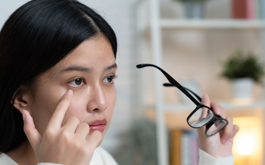 Tình trạng cộm rát, nhìn mờ diễn ra liên tục dù cơ thể đã nghỉ ngơi là dấu hiệu cần được đo khúc xạ và kiểm tra nhãn áp sớm.