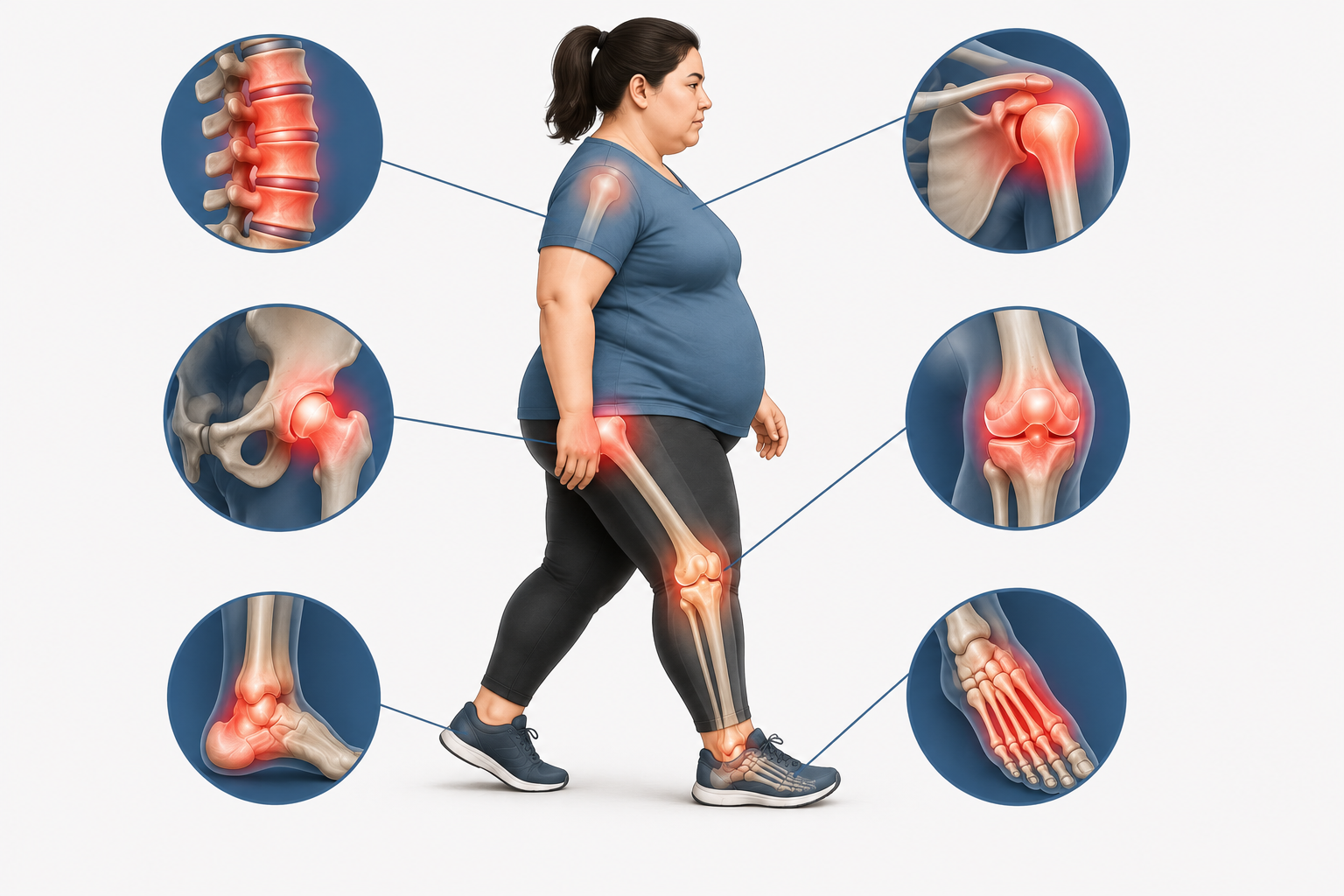 Béo phì ảnh hưởng đến các điểm xương khớp chịu lực
