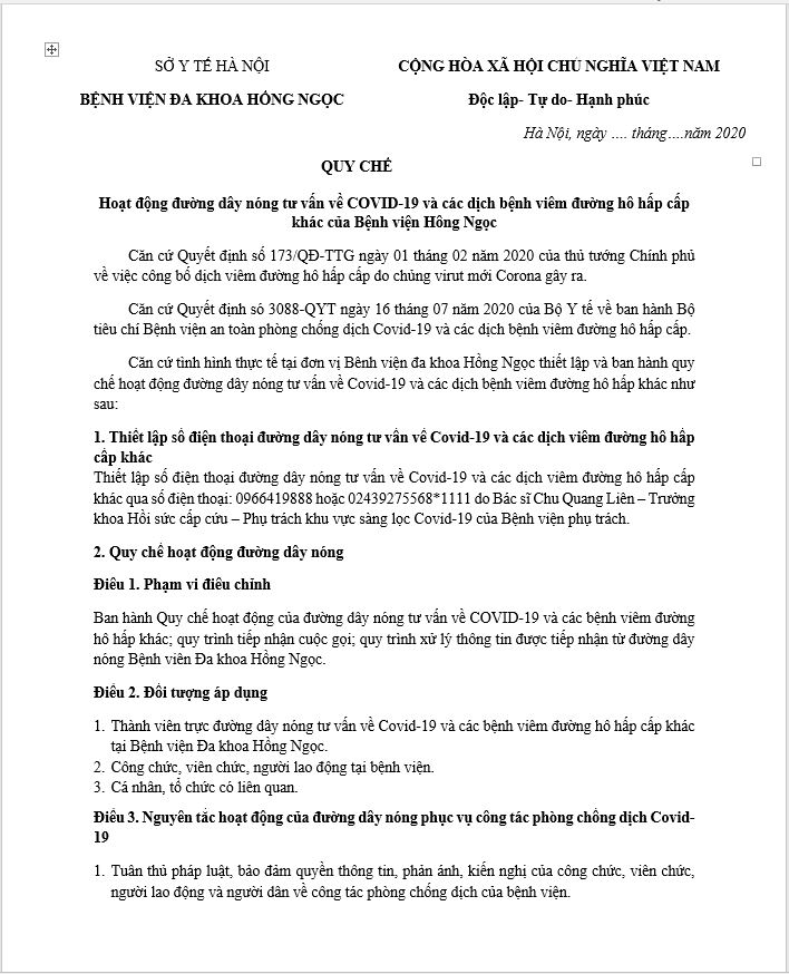 Quy chế đường dây nóng
