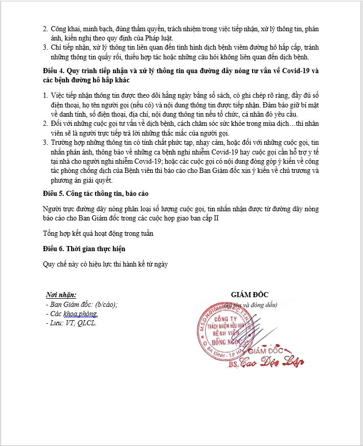 Quy chế đường dây nóng